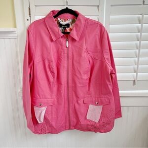 Dennis Basso NWOT Pink Faux Leather Full Zip Jacket Women’s Plus Size 2X